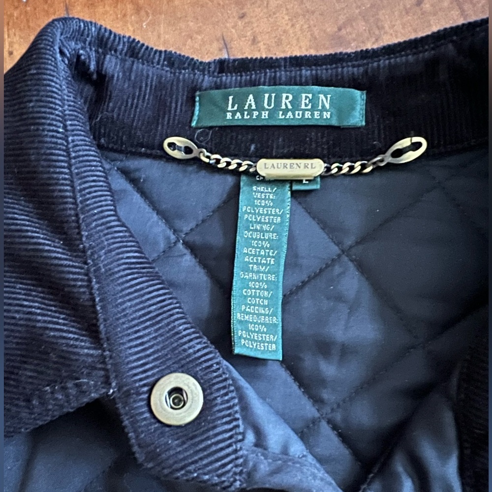 Lauren, Ralph Lauren quilted barn jacket with corduroy collar Large Like New - Picture 5 of 7